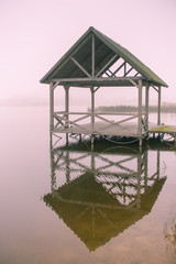 Wooden gazebo on stilts