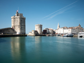 The towers of the old port in La Rochelle, in France.