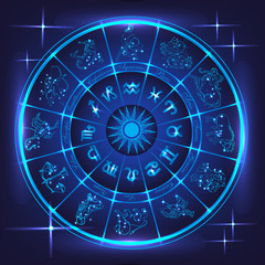 Blue horoscope circle