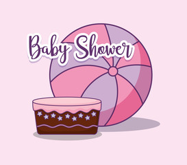 baby shower card with cake and balloon