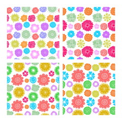 Seamless patterns from various and beautiful flowers. Multicolored, monochrome, elegant. For invitations, posters, flyers and other designs.