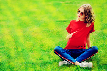 having a rest on the grass