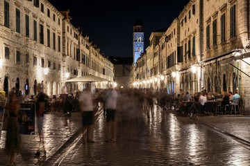 Dubrownik at night in Croatia, Europe