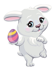 Fototapeta premium Easter bunny with chocolate egg. Vector illustration. Easter Bunny for a postcard.