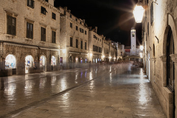 Dubrownik at night in Croatia, Europe