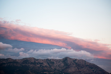 Beautiful landscape of Budva. Montenegro. Sea and mountains