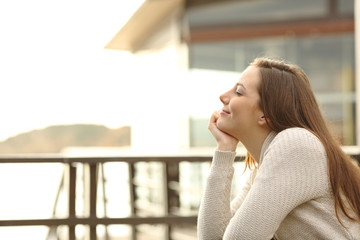 Woman on vacation relaxing at hotel