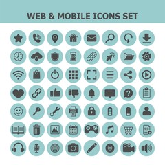 Website menu flat vector icons set. Mobile flat vector icons set