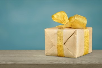 Cute gift box on white background