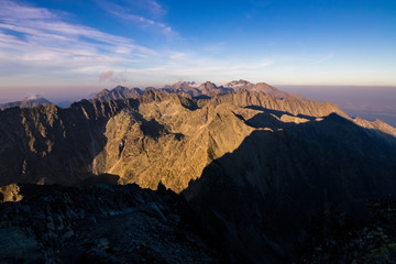 Obraz premium Sunset/sunrise series from the top of spectacular mountain called Krivan in High Tatras, Slovakia. 