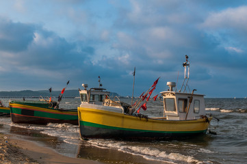 Łodzie rybackie przy plaży, Sopot