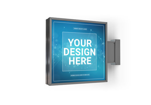 Square Sign Isolated on White Mockup