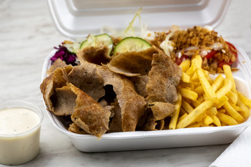 take-away dish - kebab in a thermal package
