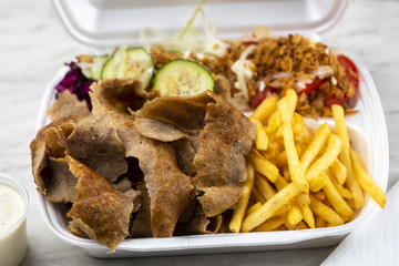 take-away dish - kebab in a thermal package
