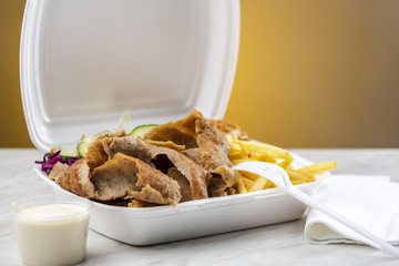 take-away dish - kebab in a thermal package