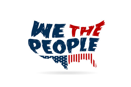 We The People Constitution word in USA map