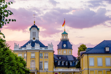 Castle of a lord named Karl Friedrich Schloss Karlsruhe in Karlsruhe, Germany in the state Baden-Württemberg. It was build around 300 years ago and is one of the most famous buildings within the city - obrazy, fototapety, plakaty