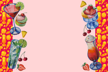 Beautiful cards. Hand drawn watercolor sweets and cakes