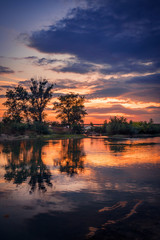 Beautiful sunset scene on the river