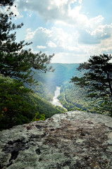 Aerial River View on Cloudy Summer Day