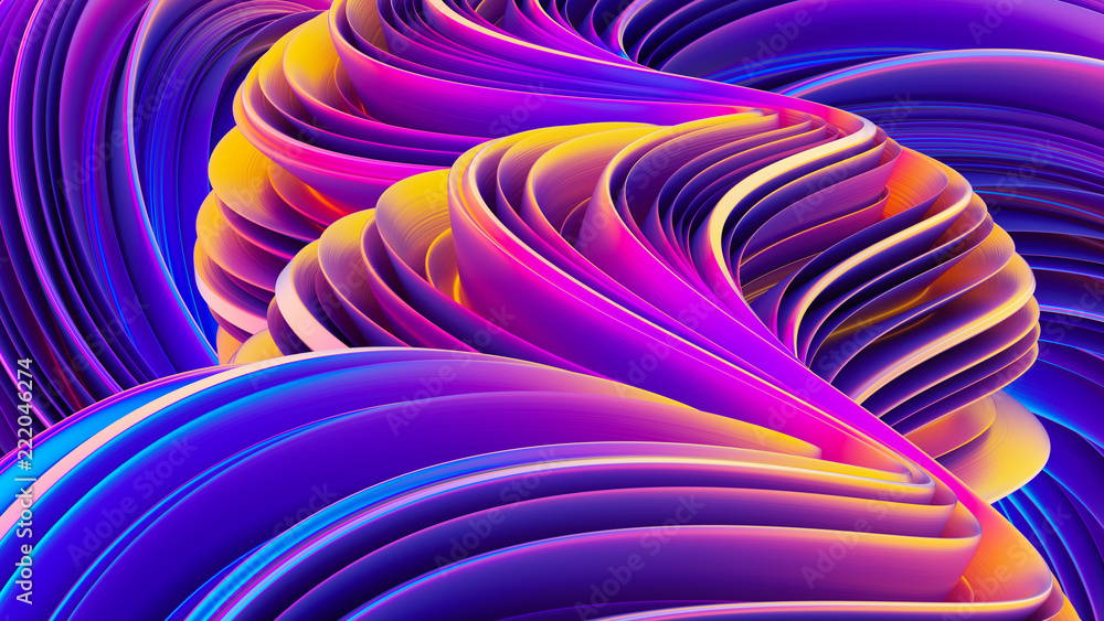 Poster Background with 3D rendering abstract liquid waves in motion