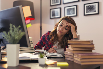 Girl studying for an exam