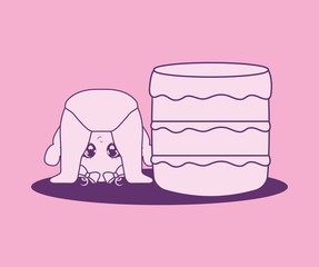 baby shower card with little girl and cake