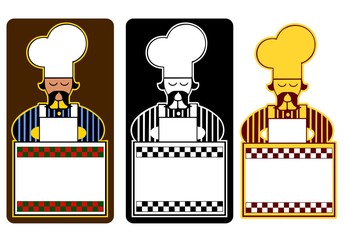 Cafe Chef, Italian restaurant logo style design in three variations.
