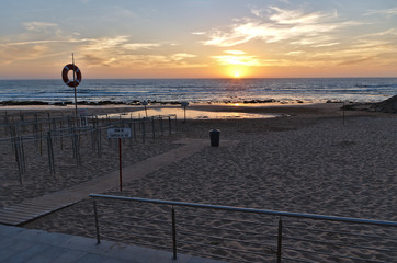 Sunset in Areia Branca Beach. Lourinha, Portugal