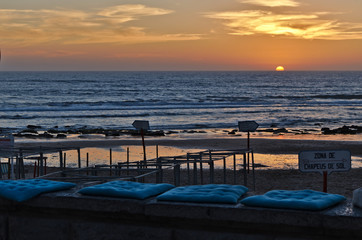 Sunset in Areia Branca Beach. Lourinha, Portugal
