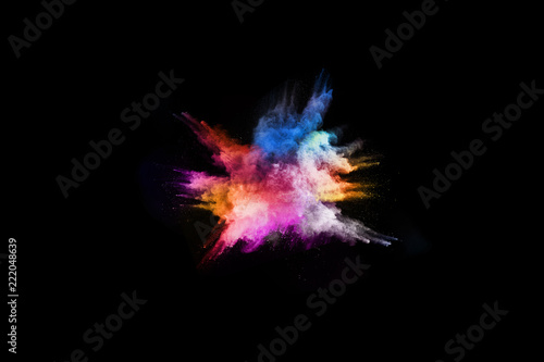 abstract colored dust explosion on a black background abstract