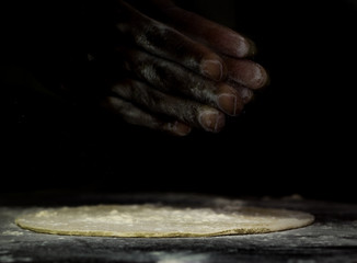 Gyro pastry rolled out ready for preparation of meal