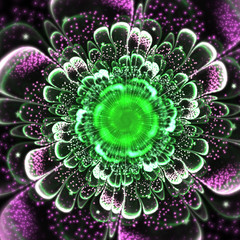 Dark fractal flower, digital artwork for creative graphic design