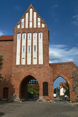 Medieval fortification with an urban gate in the city of Strzelce Krajenskie in Poland.