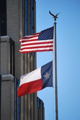 American and Texan Flags