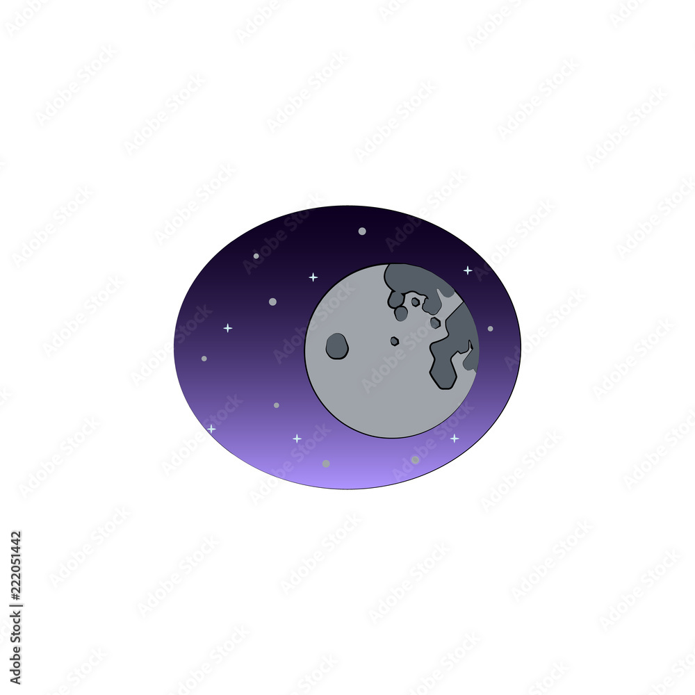 Aufkleber full moon colored illustration. element of halloween for mobile concept and web apps. colored full m