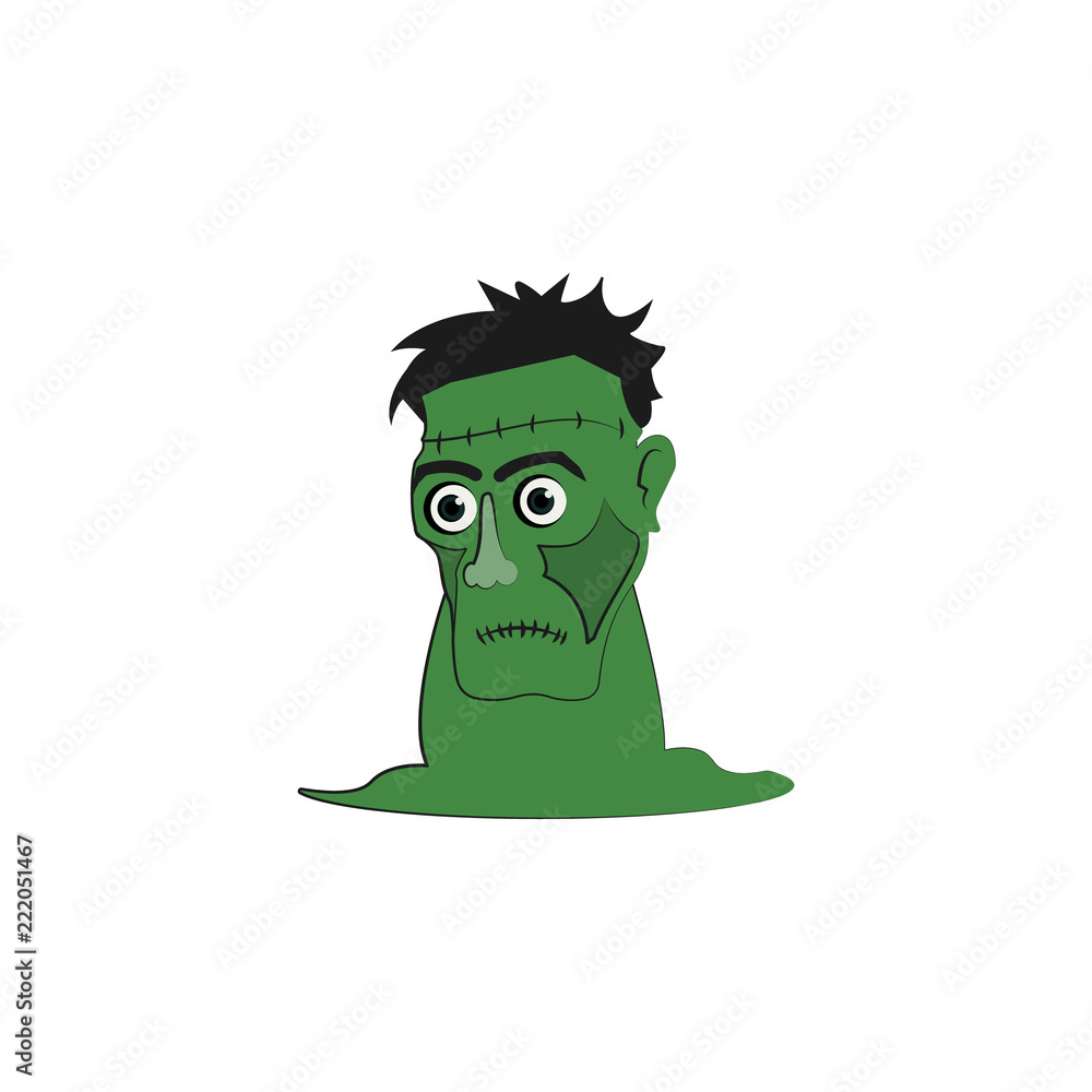 Poster frankenstein colored illustration. element of halloween for mobile concept and web apps. colored fra