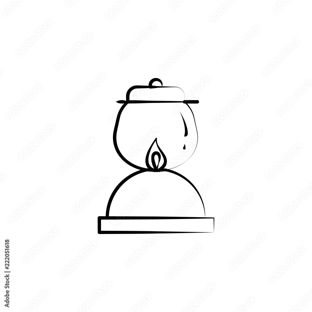 Poster camping lamp icon. element of anti aging icon for mobile concept and web apps. doodle style camping 