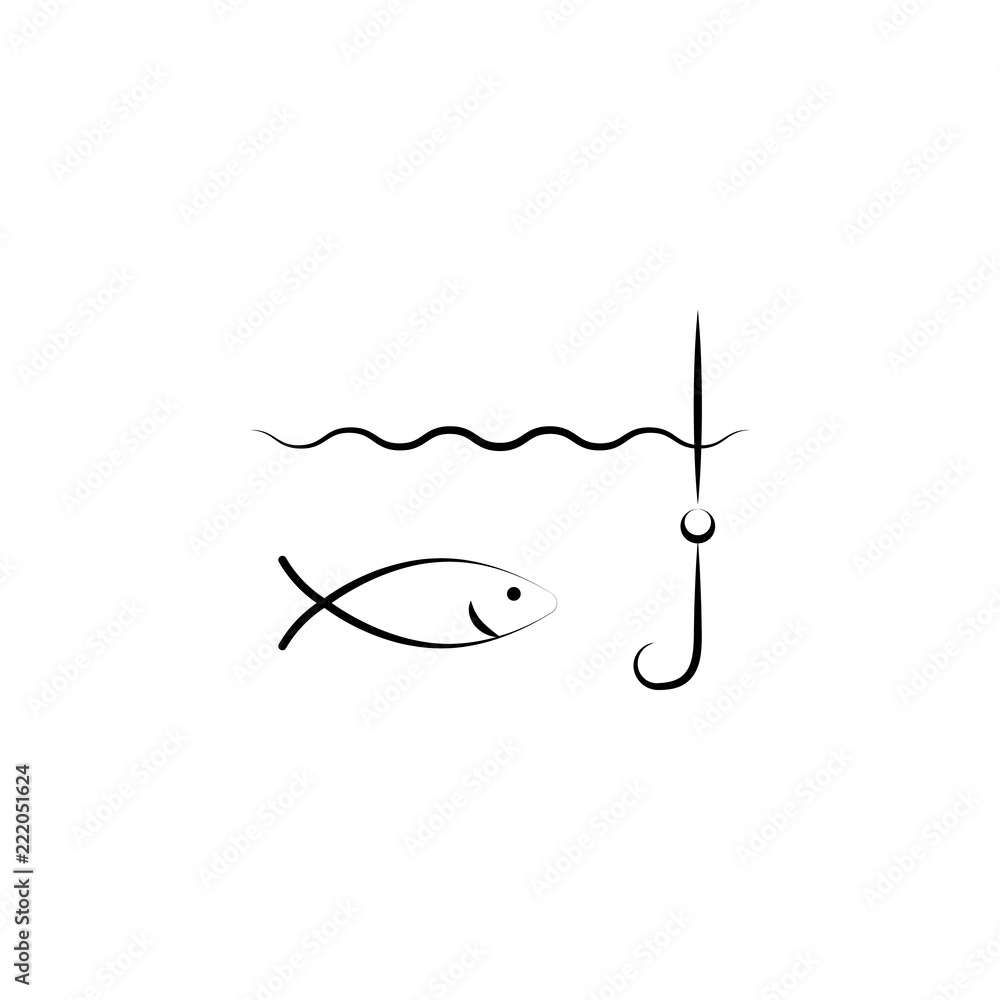Poster fishing icon. element of anti aging icon for mobile concept and web apps. doodle style fishing icon 