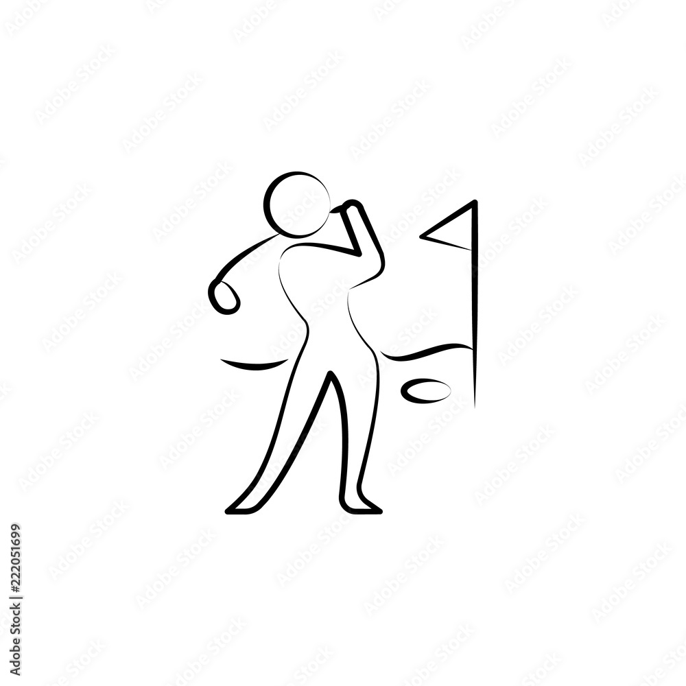Poster playing golf icon. element of anti aging icon for mobile concept and web apps. doodle style playing 