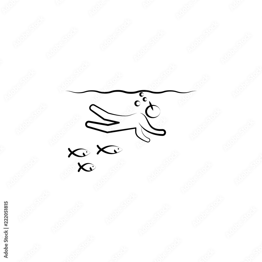 Poster diving icon. element of anti aging icon for mobile concept and web apps. doodle style diving icon ca