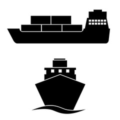 Ship icon, silhouette, logo on white background