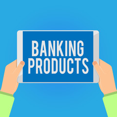 Writing note showing Banking Products. Business photo showcasing safe and convenient way or service to accumulate savings.
