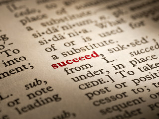 Succeed in the pages of an English dictionary