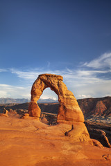 Southwest USA red rock landscape in Arches National Park near Moab Utah