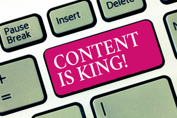 Text sign showing Content Is King. Conceptual photo words what sells products and provide good marketing.
