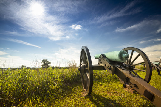 American Civil War Battlefield Cannon In Gettysburg National Military Park Pennsylvania USA