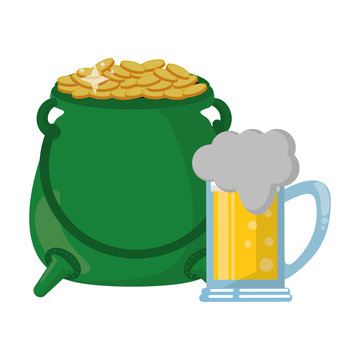 Pot with coins and beer