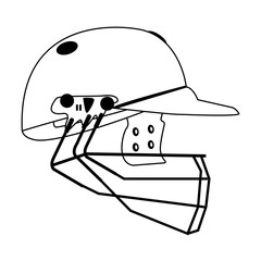 Cricket helmet equipment in black and white