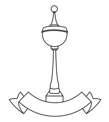 Trophy cup with ribbon banner in black and white